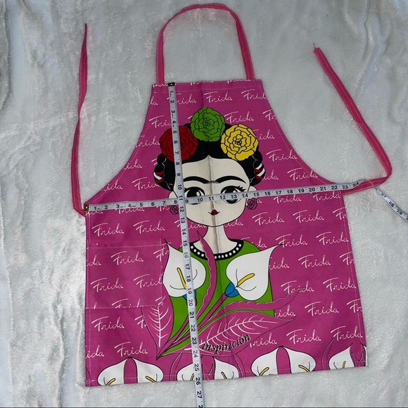 Frida Kahlo Kitchen Apron Fridita Mandil Pink handmade Adult Pockets garment* - Picture 5 of 10